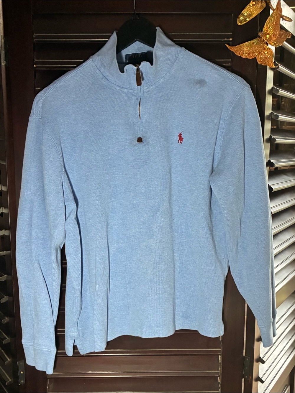 Polo by Ralph Lauren Sky Blue Quarter-Zip Sweatshirt with Red Pony
